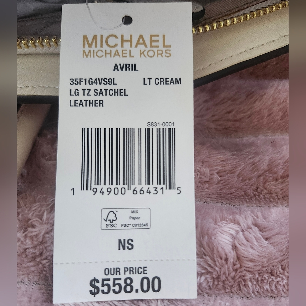 Michael Kors Cream Avril Leather Satchel Bag - Picture 3 of 9